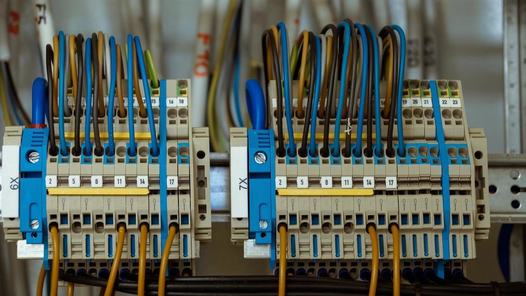 Borniers et câblage d'un tableau électrique